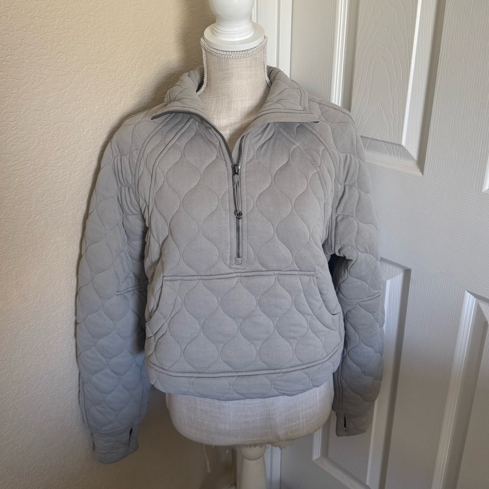Lululemon Scuba Oversized Quilted Half Zip in Riverstone